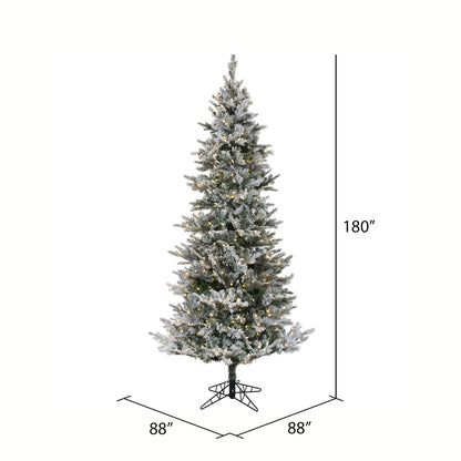 Vickerman 15' x 88" Flocked Kiana Artificial Christmas Tree Dura-Lit® LED Warm White Mini Lights