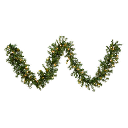 Vickerman 9' Canadian Pine Artificial Christmas Garland Clear Incandescent Mini Lights