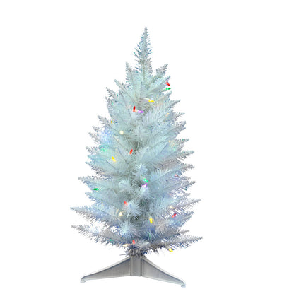 Vickerman 30" Sparkle White Spruce Pencil Artificial Christmas Tree Multi-Colored LED Lights