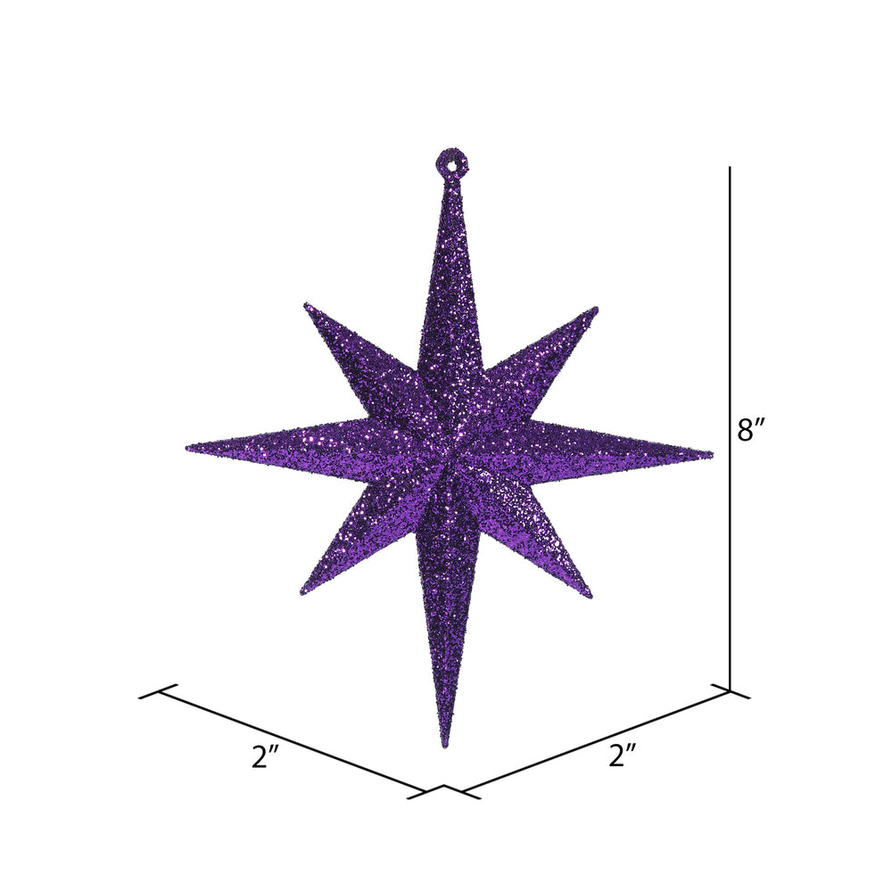 Vickerman 8" Purple Iridescent Glitter Bethlehem Star Christmas Ornament 4 per Box