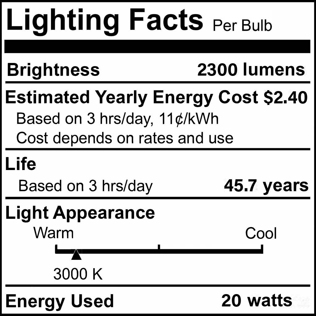 Bulbrite 773504 2 ft. 3000K LED Dimmable Wraparound Light W/ Battery Backup (120-277v), 2300 Lumens, White