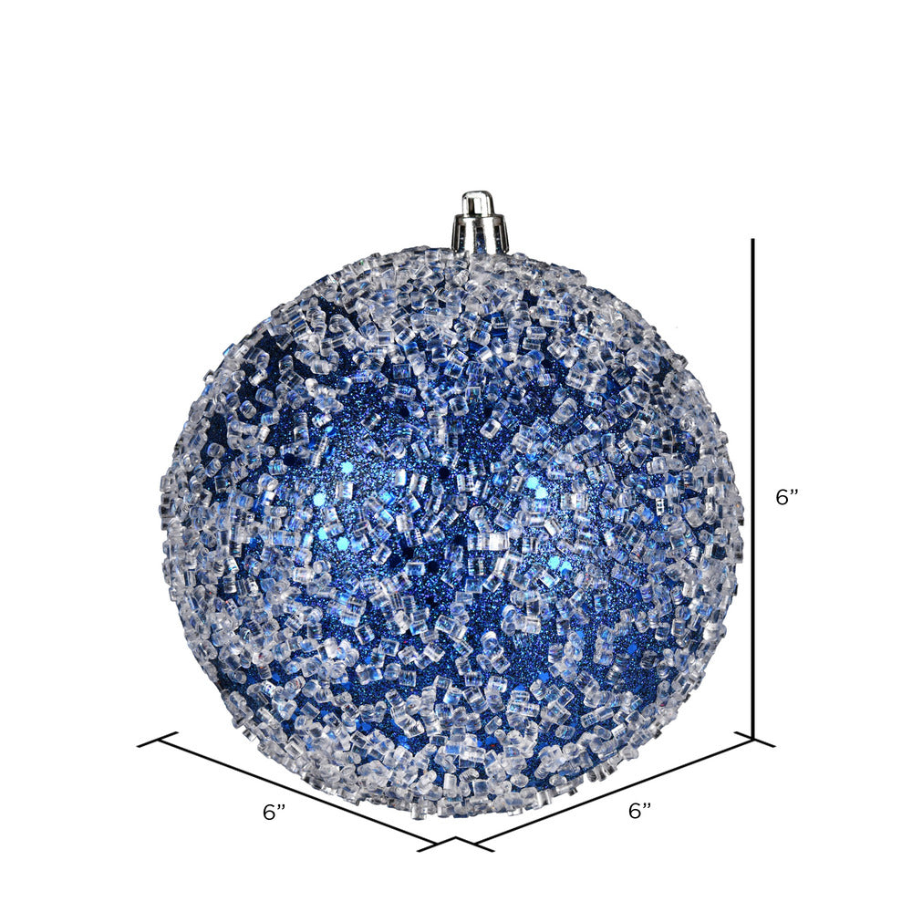 Vickerman 6" Midnight Blue Glitter Hail Ball Ornament 4 per Bag