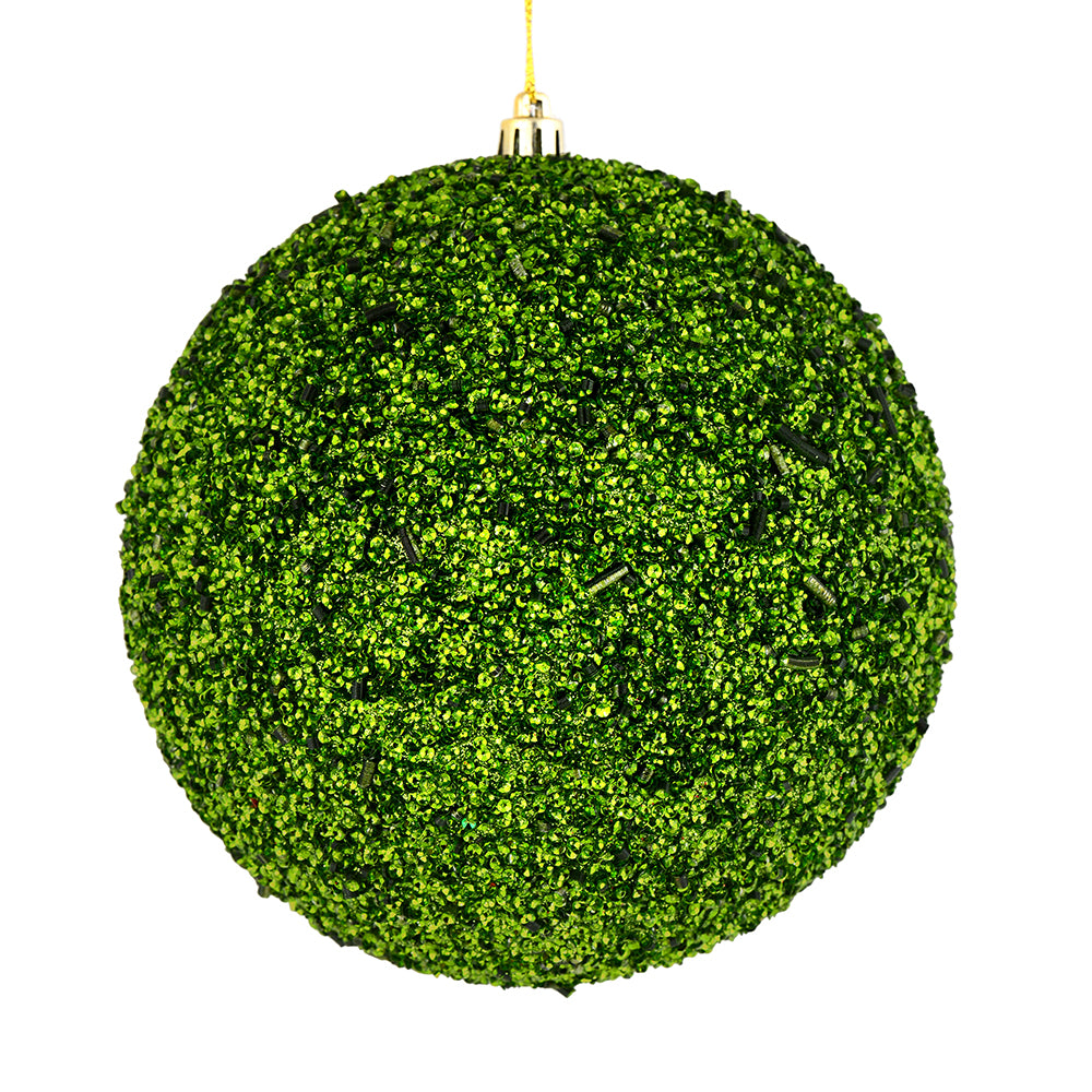 Vickerman 8" Moss Green Beaded Ball Ornament 2 per Bag