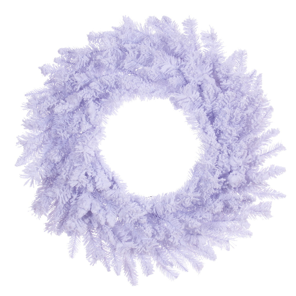 Vickerman 30" Flocked White Wreath with 196 PVC Tips Unlit