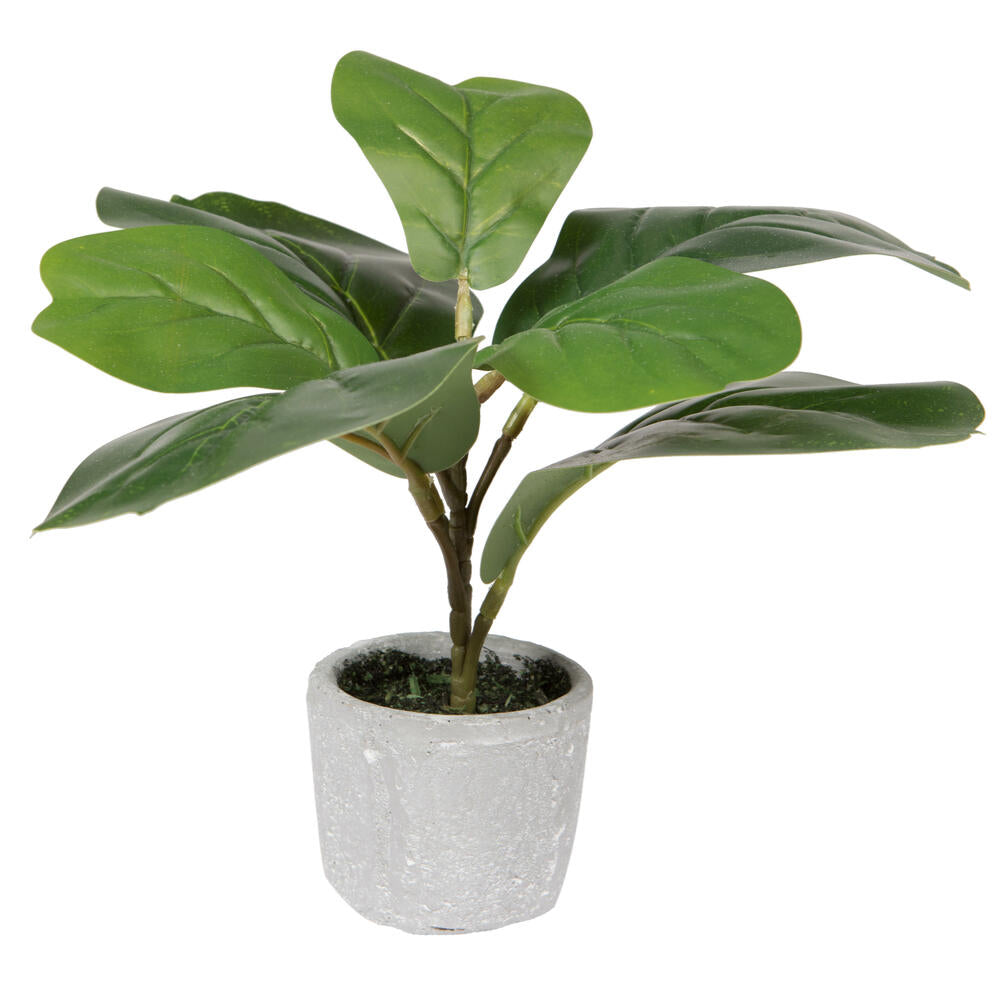Vickerman 11" Green Artificial Fiddle Leaf Fig Plant in Pot.