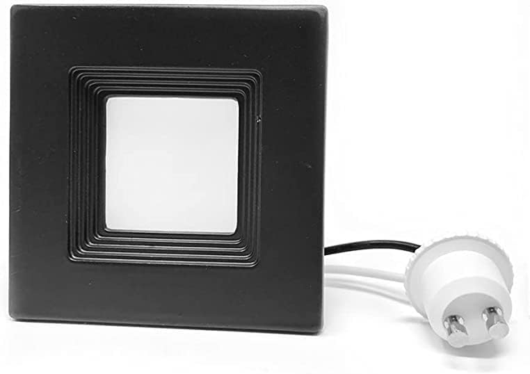 LB13162 3-Inch LED Square Downlight Retrofit, GU10 Base, Baffle Trim, 9-Watt (75W) Soft White 3000K, Black Finish LED Retrofit Recessed Lighting Fixture, 700 Lumens, Dimmable, ETL-Listed