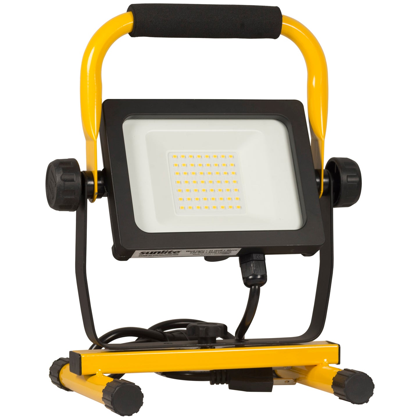 Sunlite 04368 LED Portable Work Light Fixture, 5’ Power Cord, 35 Watts, 4000K Cool White, 3500 Lumens, On/Off Switch, 120 Volts, ETL Listed, For Construction, Work Sites & Garage Use