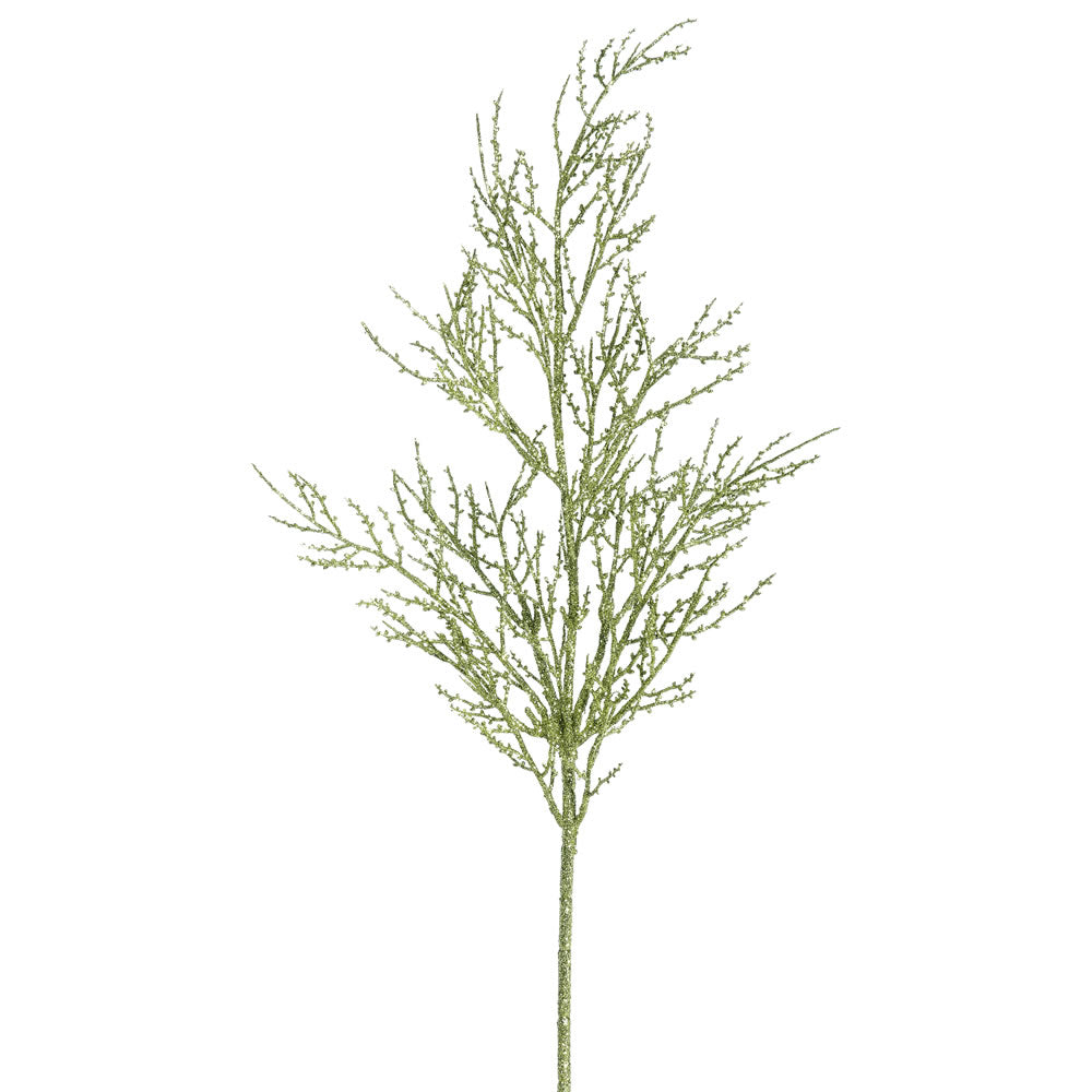 Vickerman 28" Lime Onoclea Glitter Wild Huck Artificial Christmas Spray. Includes 6 sprays per pack.