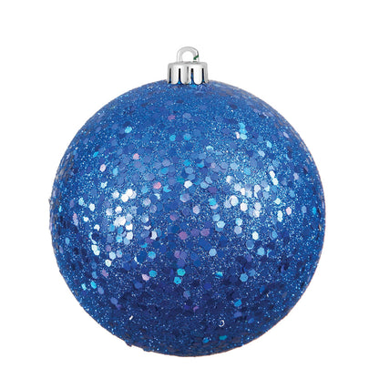 Vickerman 6" Blue Sequin Ball Ornament 4 per Bag