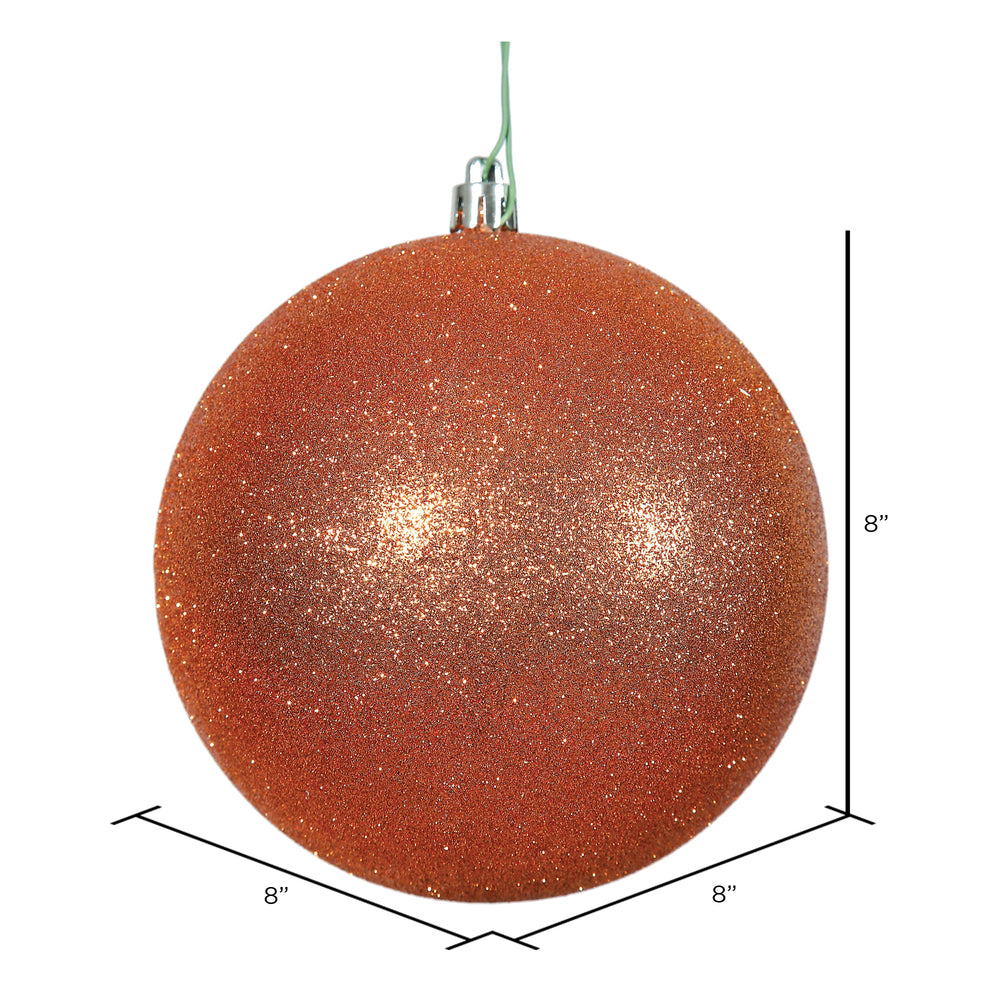 Vickerman 8" Burnished Orange Glitter Ball Ornament