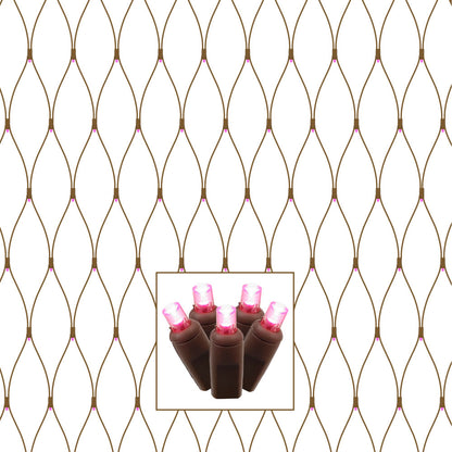 Vickerman 150 Pink Wide Angle LED Single Mold Christmas Net Light Set Brown Wire