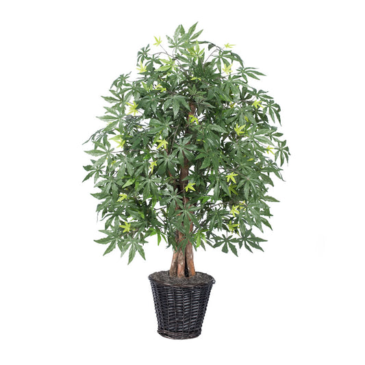 Vickerman 4' Artificial Japanese Maple Extra Full Bush Rattan Basket