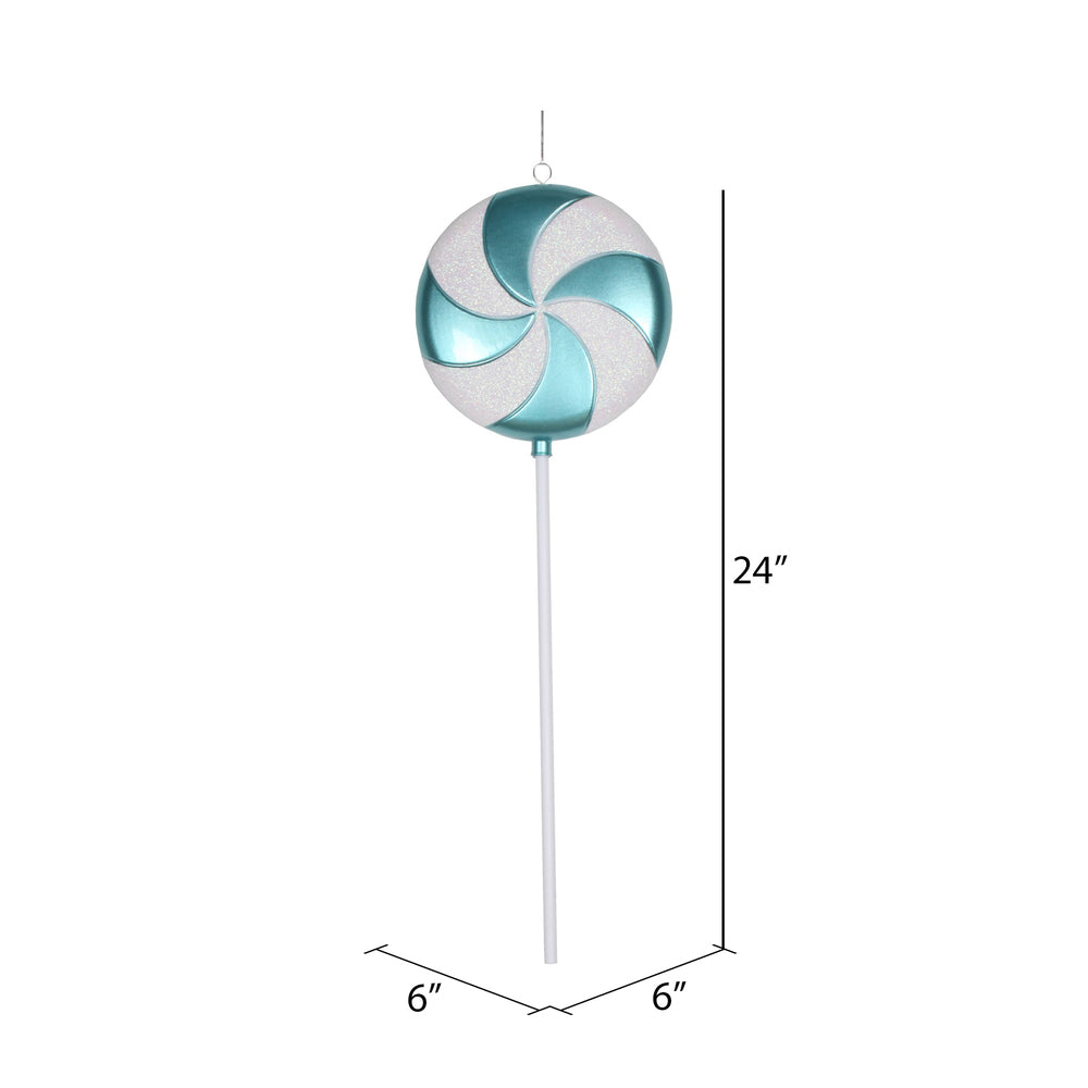 Vickerman 24" Teal-White Candy Lollipop Christmas Ornament