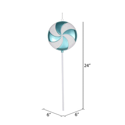 Vickerman 24" Teal-White Candy Lollipop Christmas Ornament