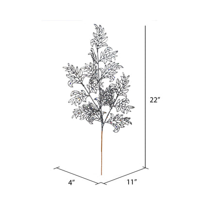 Vickerman 22" Gunmetal Glitter Lace Holly Leaf Artificial Christmas Spray. Includes 12 sprays per pack.