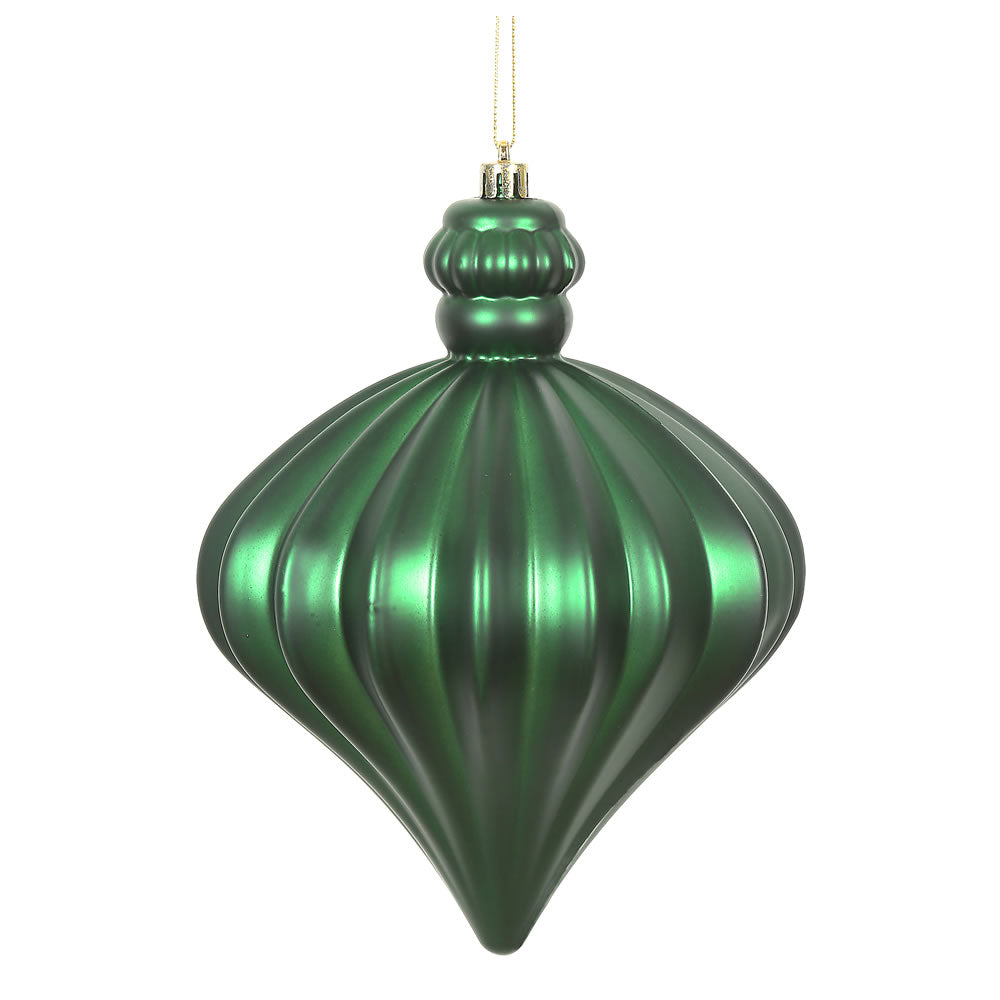 Vickerman 6" Emerald Matte Onion Drop Christmas Ornament 4 per Bag