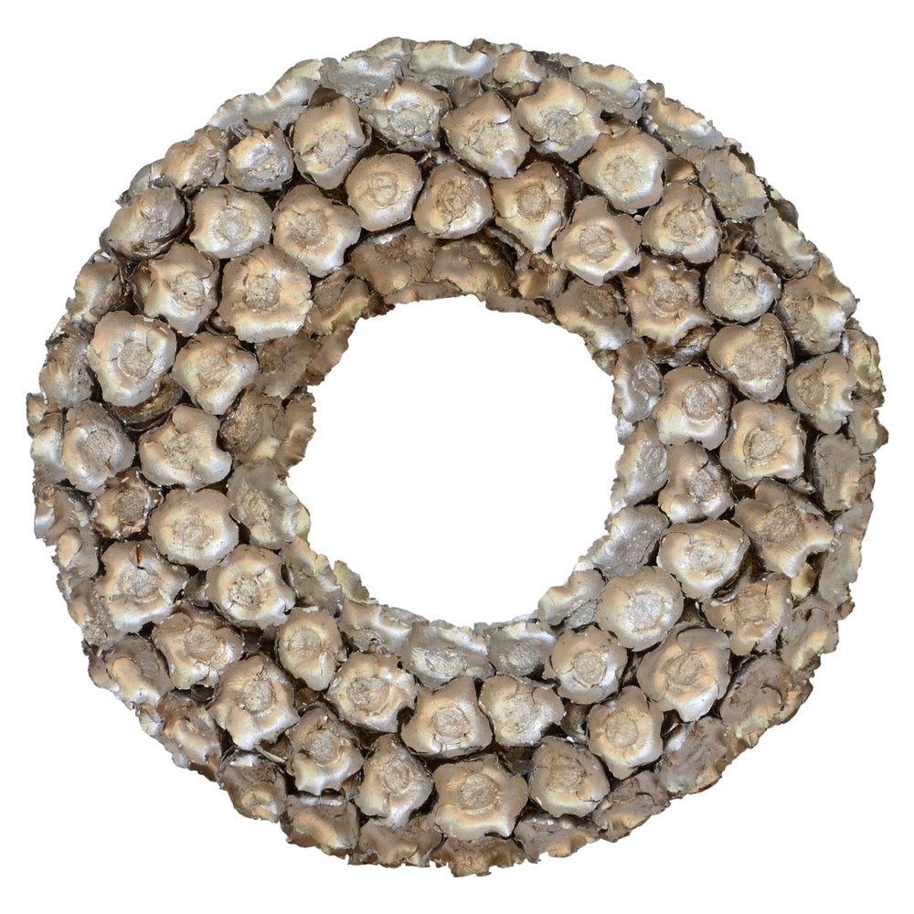 Vickerman 20" Champagne Coco Flower Wreath Dried