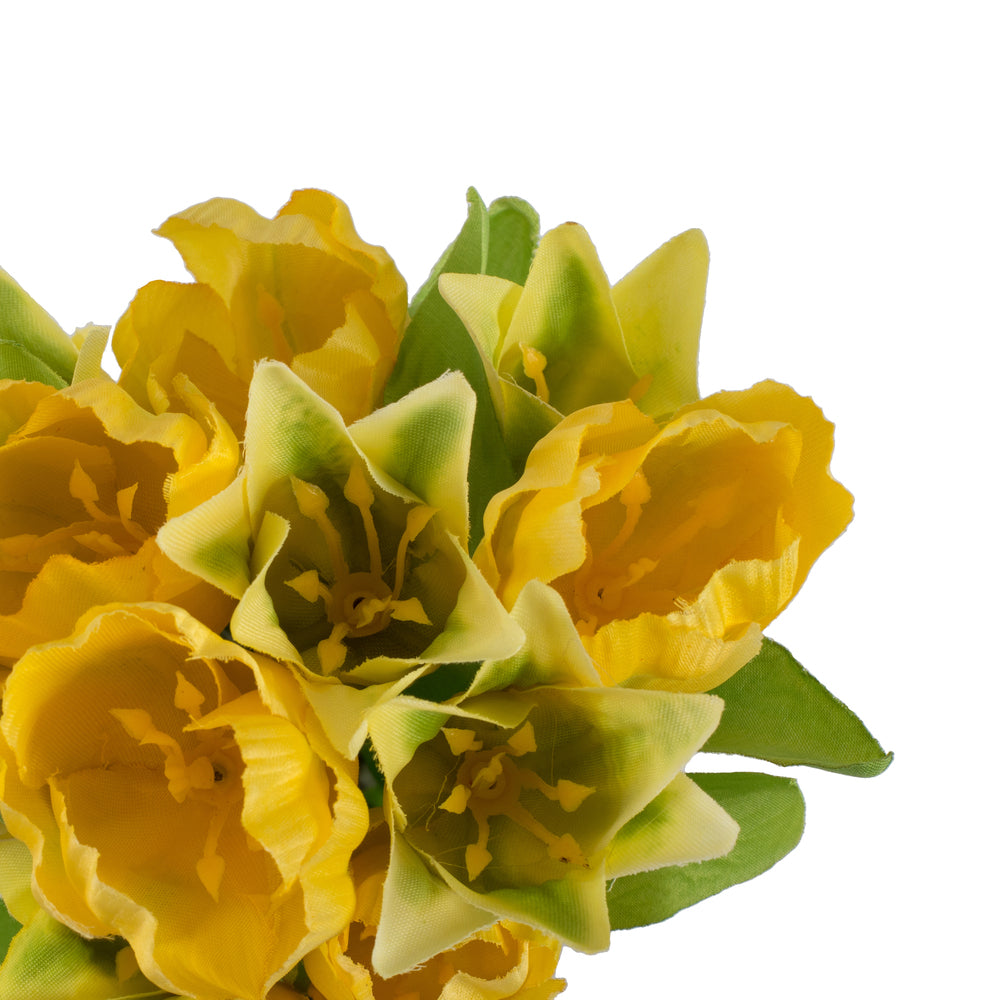 Vickerman 12" Artificial Yellow Tulip Bush.