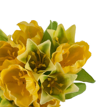 Vickerman 12" Artificial Yellow Tulip Bush.