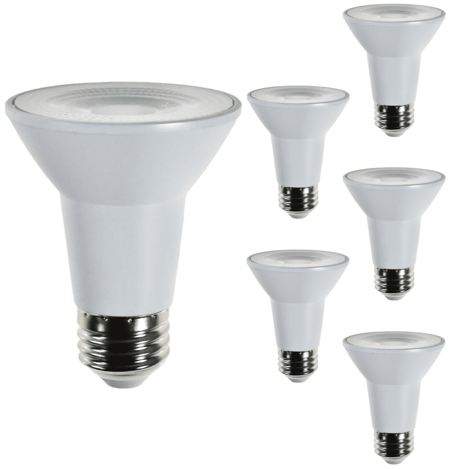 Damar PAR20 LED Long Neck Flood Light Bulb 5W 500 Lumen E26 Medium Base 6500K Daylight Ideal for Track & Recessed Spot Light Bulbs 120V CRI80 40° Beam Angle White Finish Pack of 6