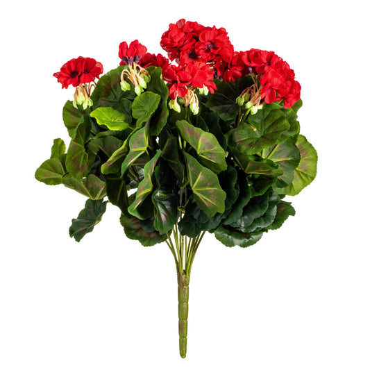 Vickerman 17.5" Artificial Red Geranium Bush.