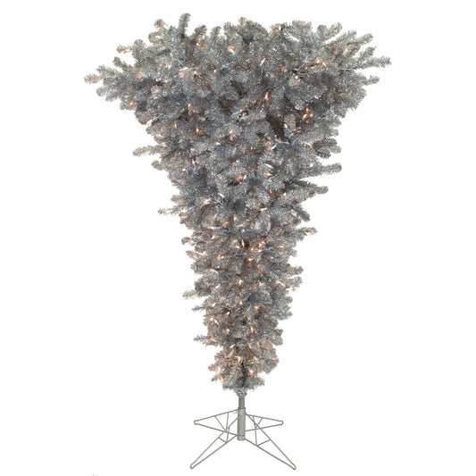 Vickerman 5.5' Silver Upside Down Artificial Christmas Tree Clear Dura-lit Incandescent Lights