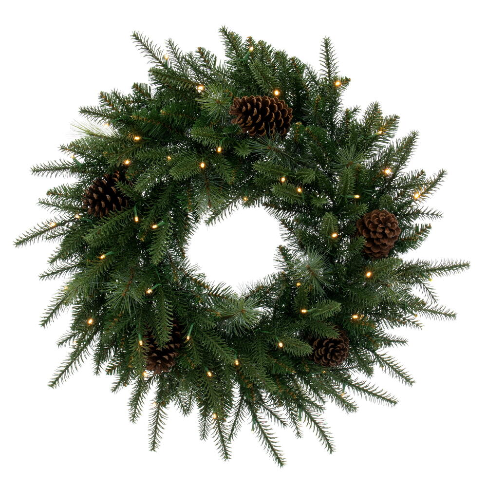 26" Mixed Balsam Pine Wreath B/O 50WW