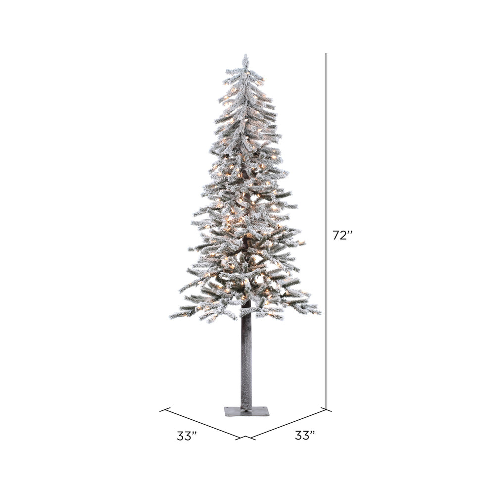 Vickerman 6' Flocked Alpine Artificial Christmas Tree Clear Dura-Lit lights