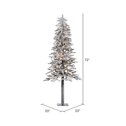 Vickerman 6' Flocked Alpine Artificial Christmas Tree Clear Dura-Lit lights