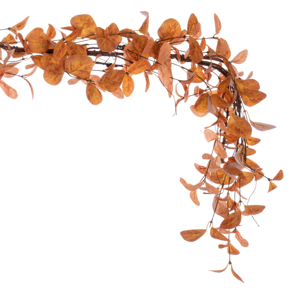 Vickerman 5' Orange Artificial Leaf Garland.