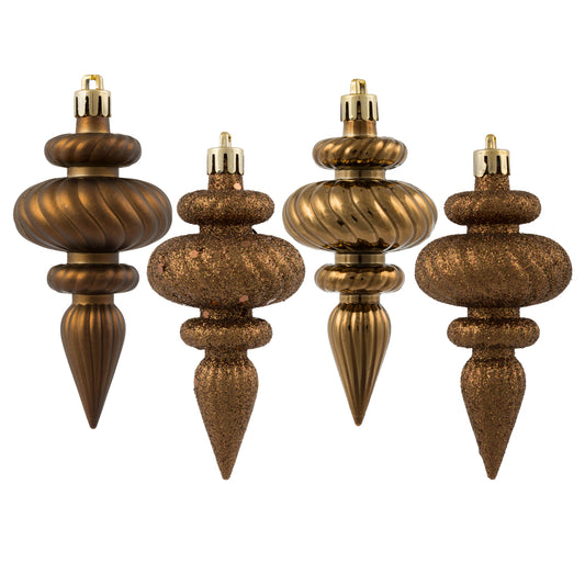 Vickerman 4" Mocha 4-Finish Finial Ornament 8 per Box