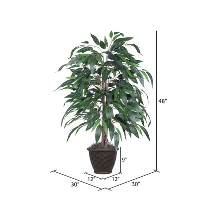 Vickerman 4' Artificial Mango Bush Rattan Basket.