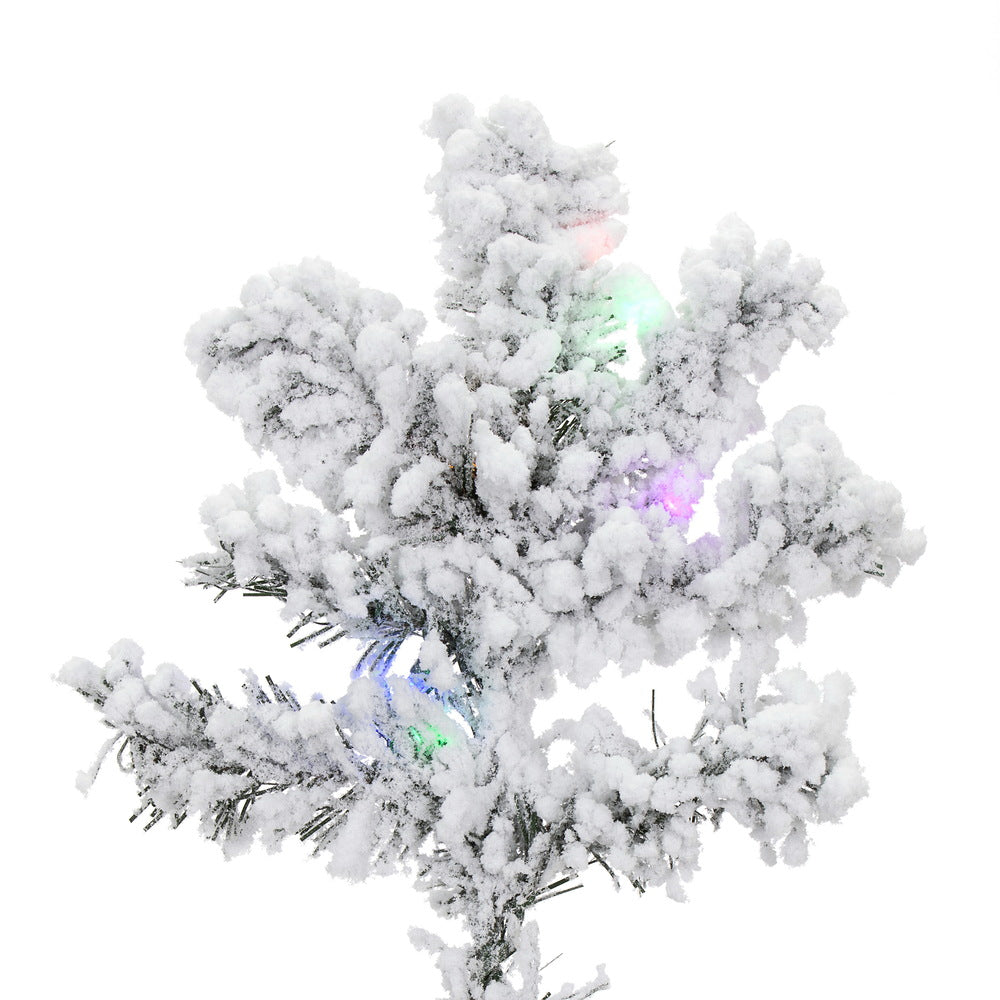 Vickerman 6.5' Flocked Alaskan Pine Artificial Christmas Tree Multi-Colored LED Dura-Lit lights