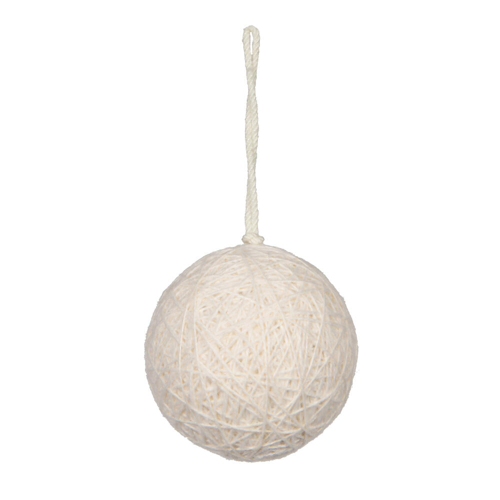 Vickerman 4" Ivory Wool String Wrapped Ball Ornament 4 per bag.