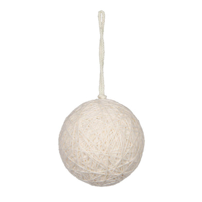 Vickerman 4" Ivory Wool String Wrapped Ball Ornament 4 per bag.