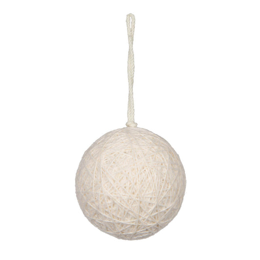 Vickerman 4" Ivory Wool String Wrapped Ball Ornament 4 per bag.