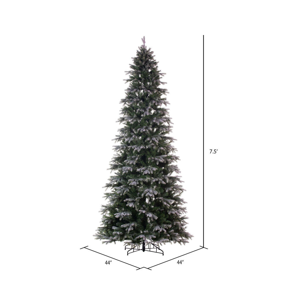Vickerman 7.5' x 44" Frosted Douglas Fir Artificial Slim Unlit Christmas Tree.