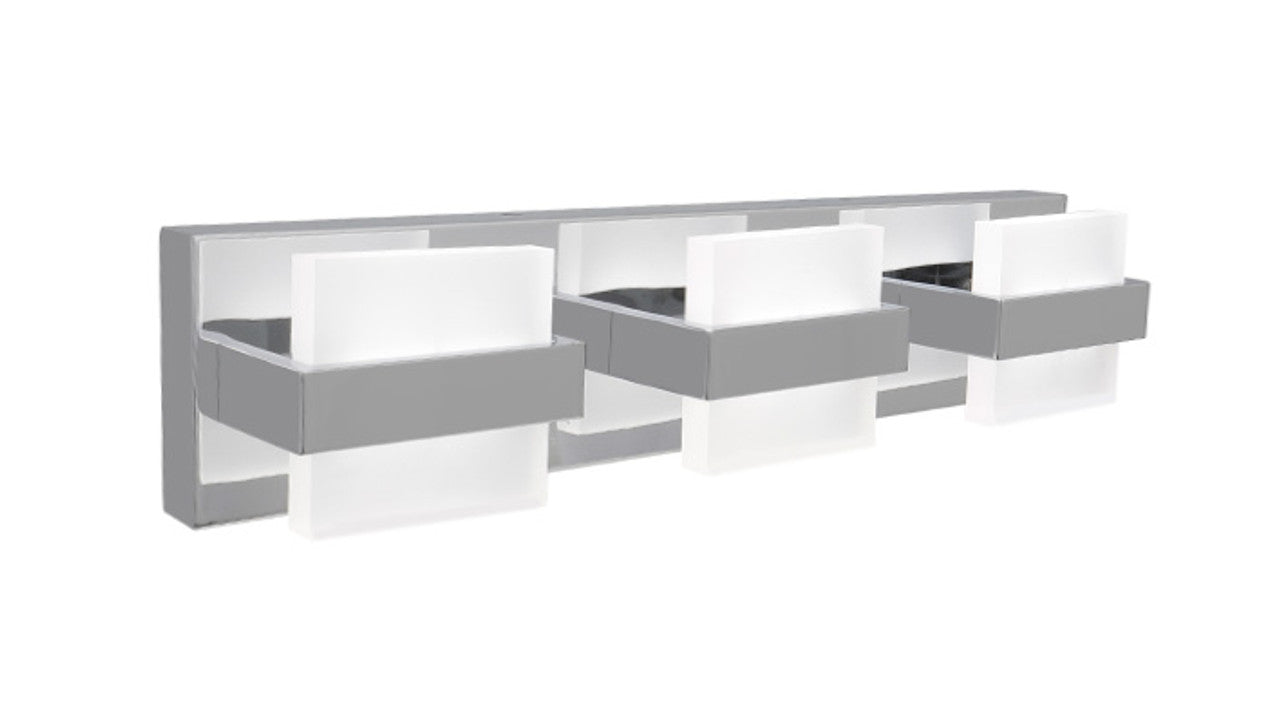 ASD Lighting LED Vanity 3-light 15W 120V CCT Selectable 2700/3000/4000/5000/6000K Dimmable Chrome ETL