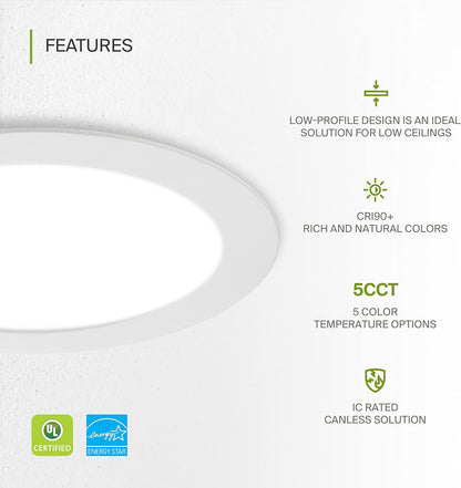 ASD Lighting LED Recessed Mini Panel Round 6inch 15W 120V Triac 2700/3000/3500/4000/5000K White UL Energy Star