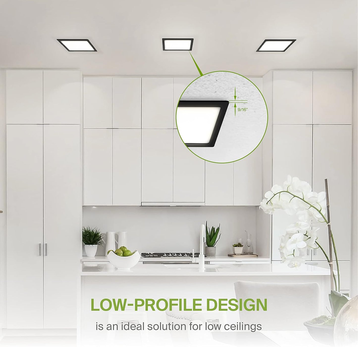 ASD Lighting LED Recessed Mini Panel Square 12inc 24W 120V Triac 2700/3000/3500/4000/5000K Black UL