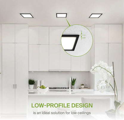 ASD Lighting LED Recessed Mini Panel Square 12inc 24W 120V Triac 2700/3000/3500/4000/5000K Black UL