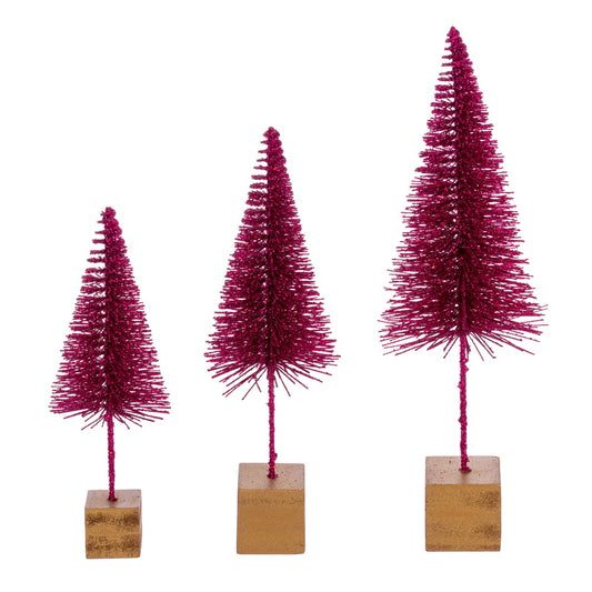 Vickerman 8"-10"-12" Rose Sisal Bottle Brush Tree Set Set of 3