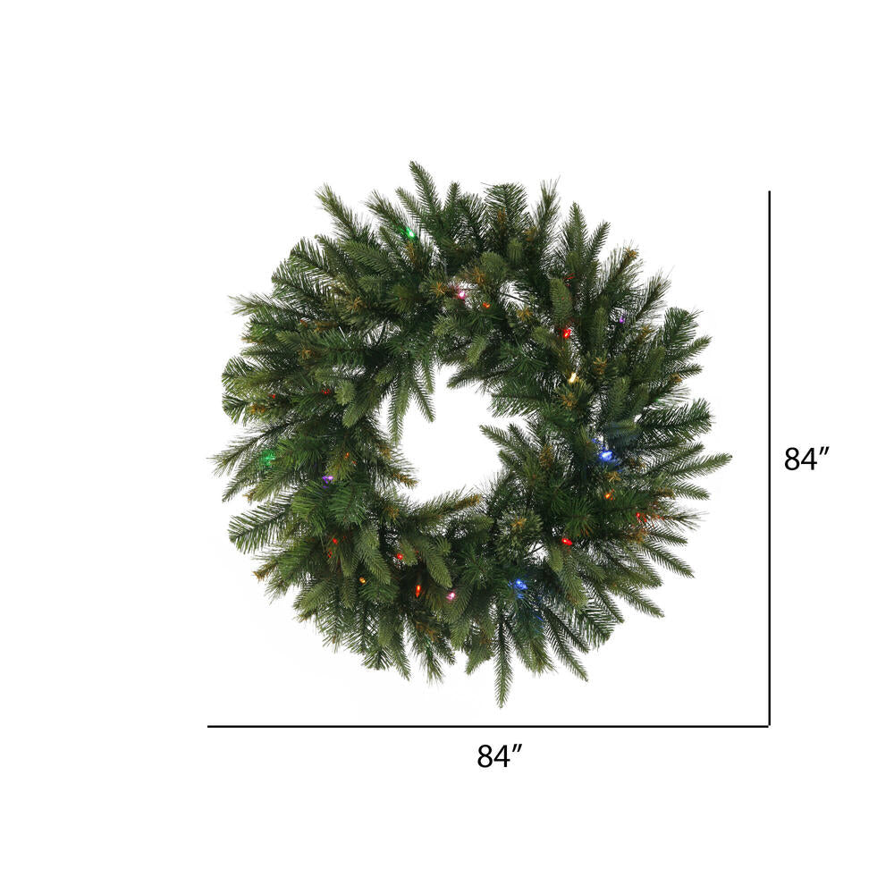 Vickerman 84" Cashmere Artificial Christmas Wreath Multi-Colored Dura-lit LED Lights