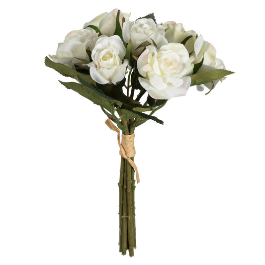 Vickerman 10" Artificial White Rose Bouquet Set of 3