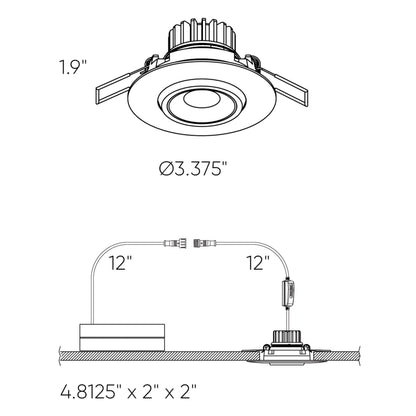 Dals Lighting 3"-4" Round Scope Gimbal Recessed Light - 5CCT Selectable - 120V,120|277|347V