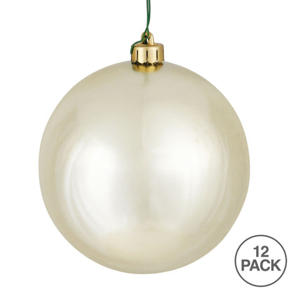 Vickerman 3" Champagne Shiny Ball Ornament 12 per Bag