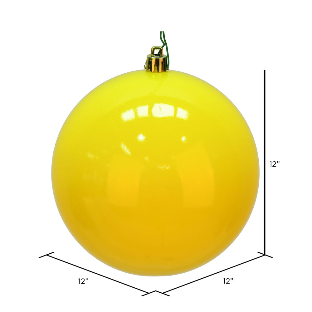 Vickerman 12" Yellow Shiny Ball Ornament