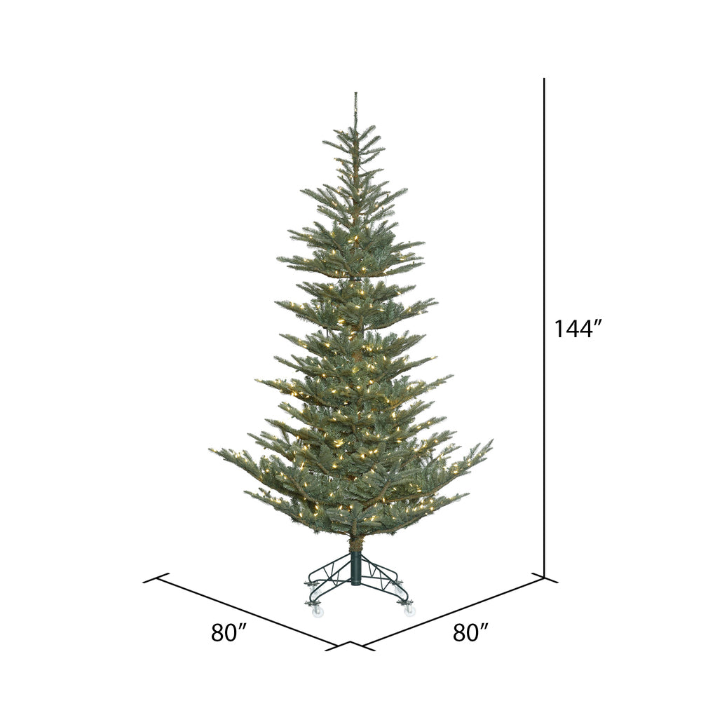 Vickerman 12' Alberta Blue Spruce Artificial Christmas Tree Warm White Dura-lit LED Lights