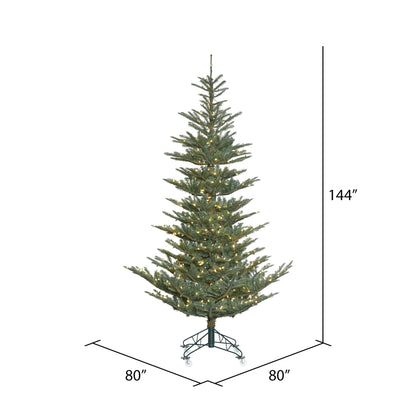 Vickerman 12' Alberta Blue Spruce Artificial Christmas Tree Warm White Dura-lit LED Lights