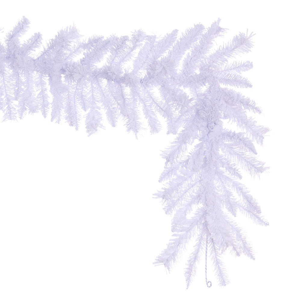 Vickerman 9' x 14" Flocked White Garland with 216 PVC Tips Unlit